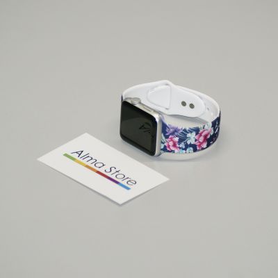 Ремешок Apple Watch COTEetCI | Flower Love       42 / 44 / 45 мм Спортивный «синий с цветами - тип 4» купить в Красноярске